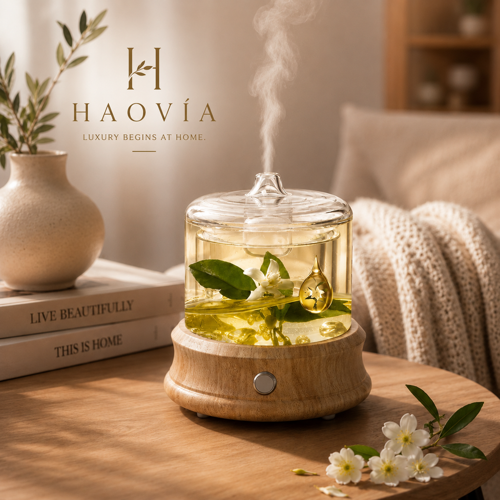 Diffuseur HAOVIA No.4 en verre véritable et bois clair, packshot principal